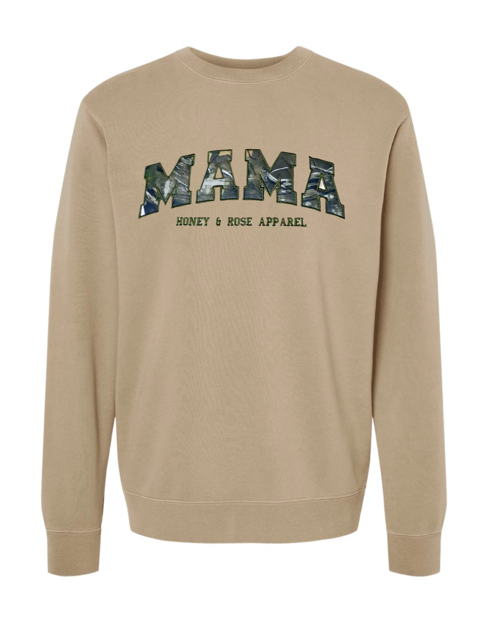 Mama Embroidered Camo Crewneck