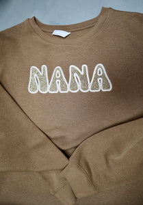 Embroidered Glitter Nana Crewneck