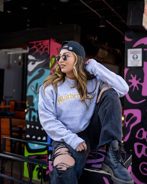 Embroidered Glitter Motherhood Crewneck