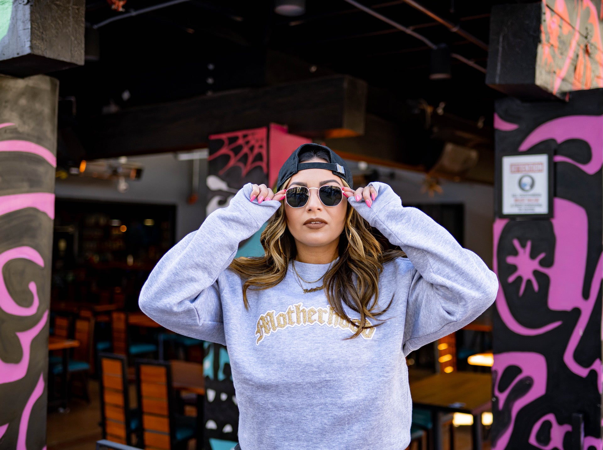 Embroidered Glitter Motherhood Crewneck
